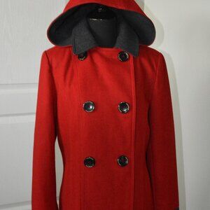 Nautica Women's Wool Blend Coat with Removable Hood size Medium
